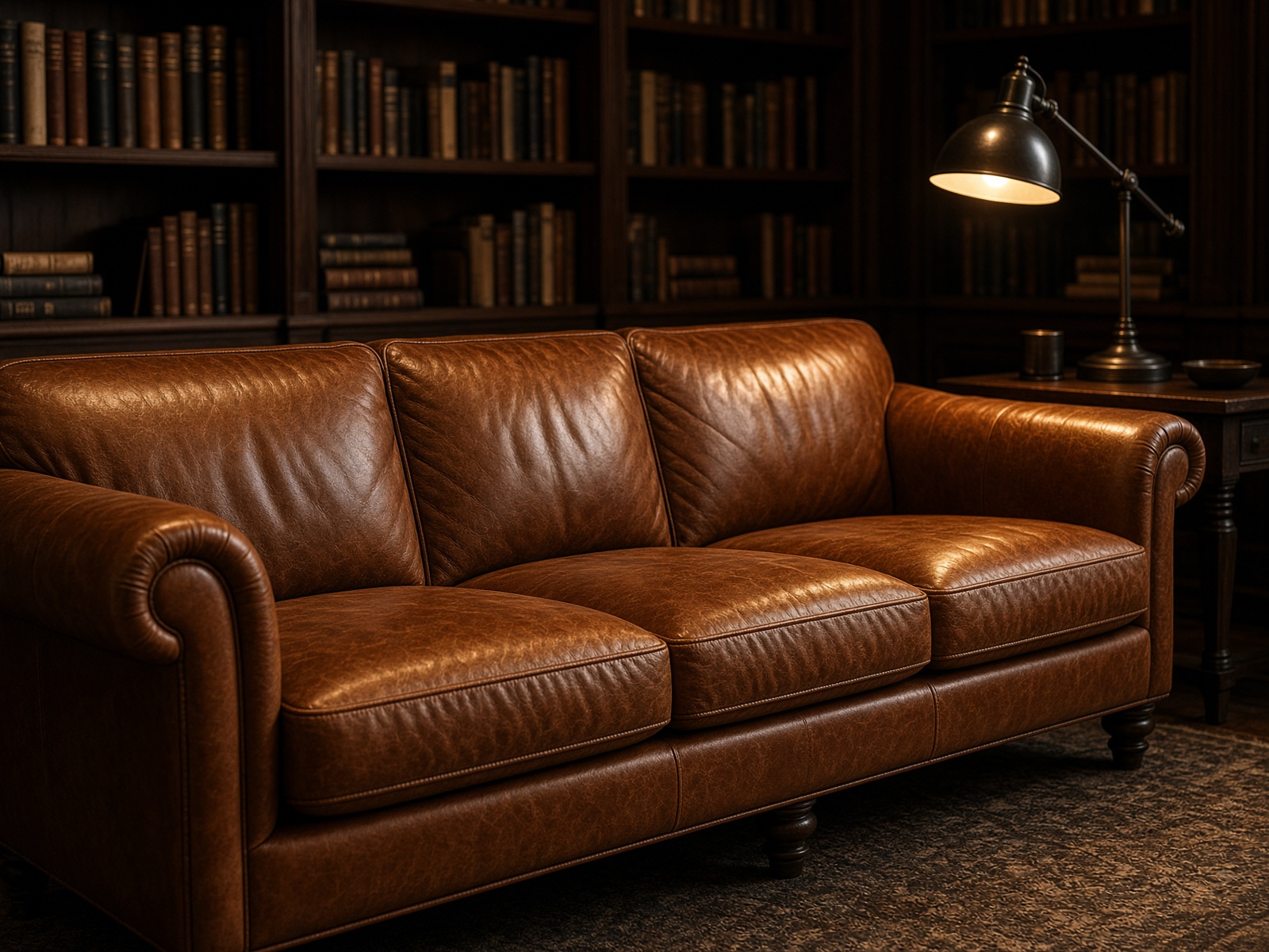 Cognac leather sofa